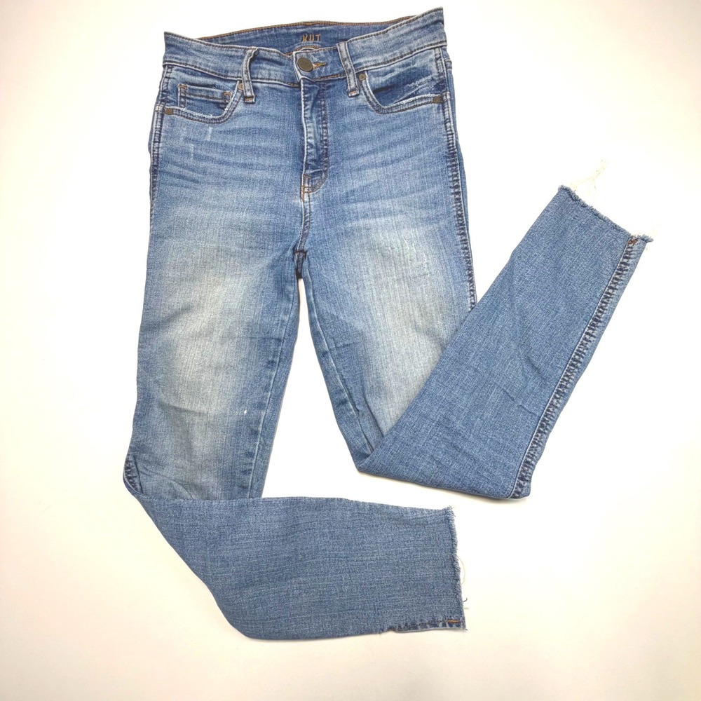 Kut From The Kloth Fab Ab Skinny Jeans High Rise Distressed Ankle 0‎